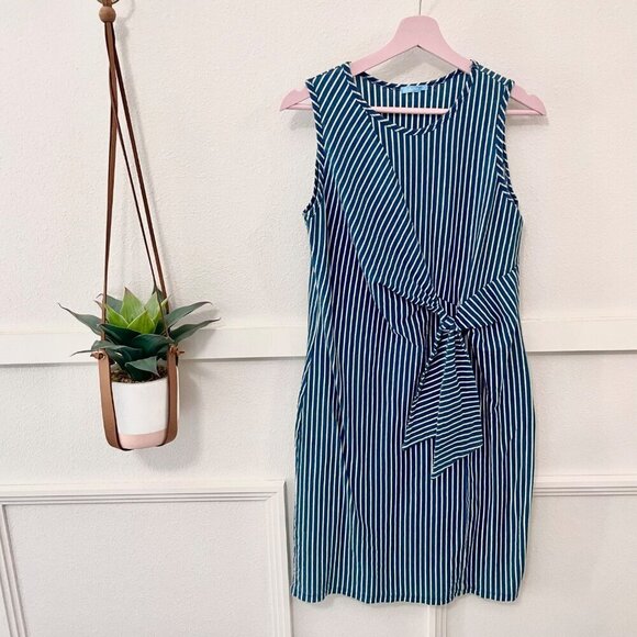 J. McLaughlin Jenn Blue Sleeveless Stripe Tank Dress Size M - Picture 2 of 6